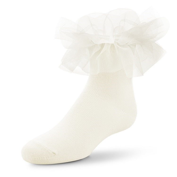 Wholesale Girls Tutu Ruffle Socks in Ivory