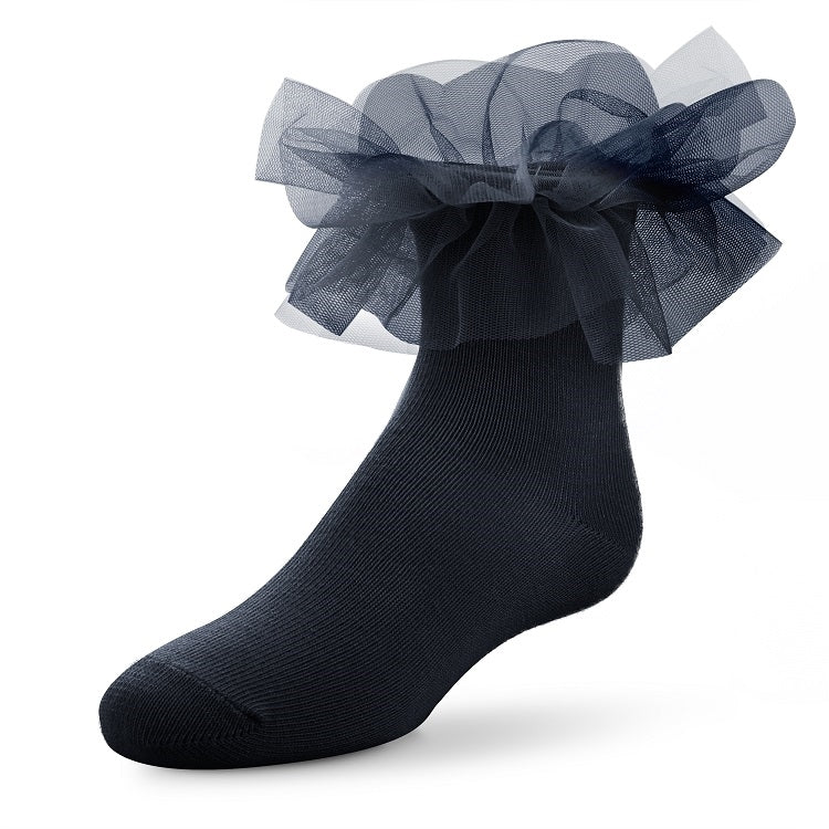 Wholesale Girls Tutu Ruffle Socks in Navy