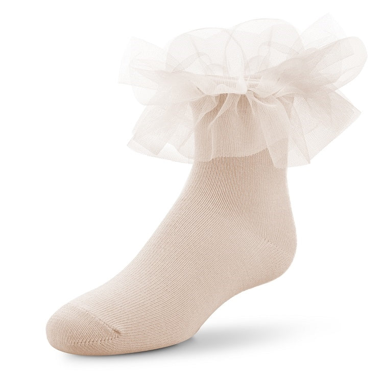 Wholesale Girls Tutu Ruffle Socks in Sand