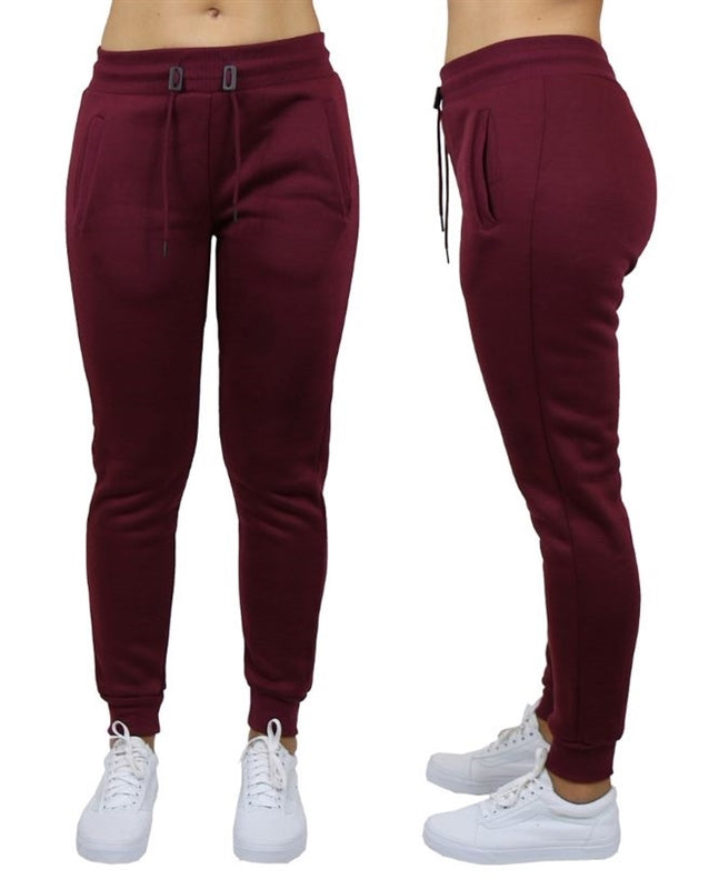 Wholesale Women's Fleece Jogger Sweatpants - Burgundy