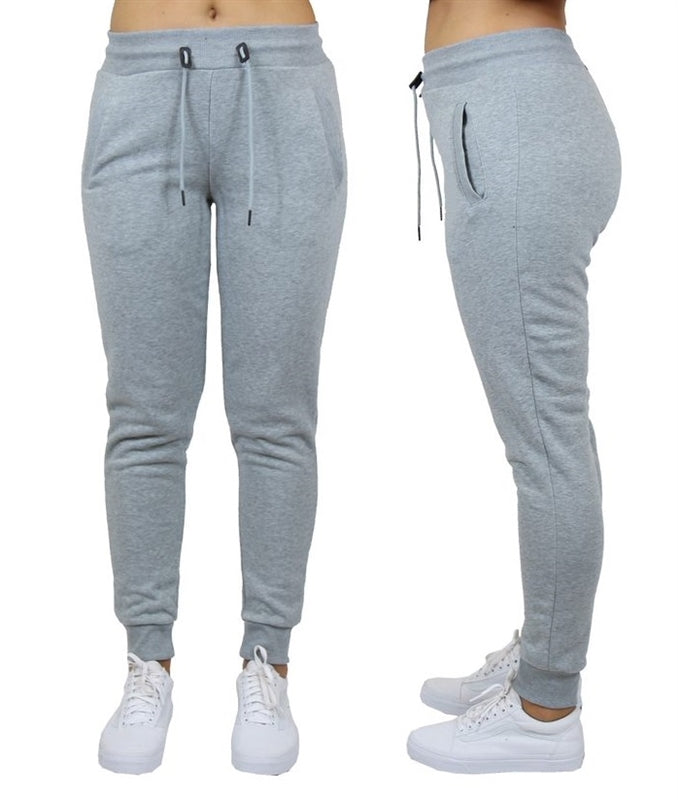 Wholesale Women's Fleece Jogger Sweatpants - Heather Grey