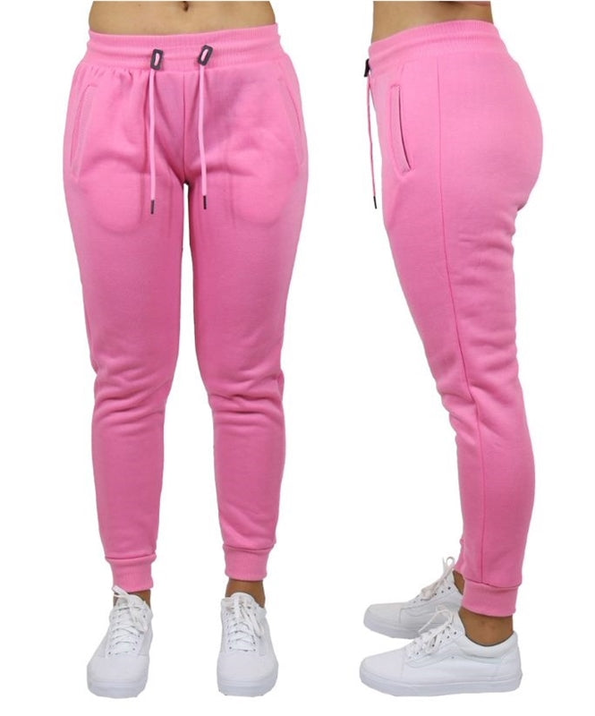 Wholesale Women's Fleece Jogger Sweatpants - Pink