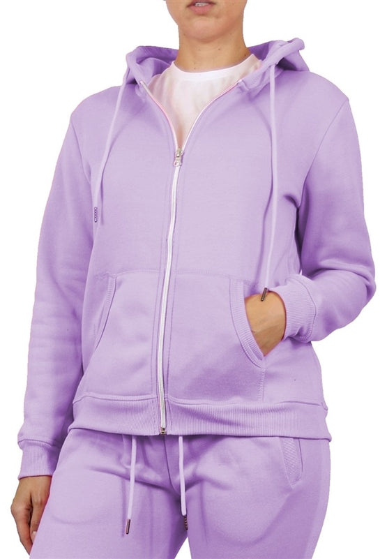 Wholesale Womens Full Zip Fleece-Lined Hoodie - Lavender