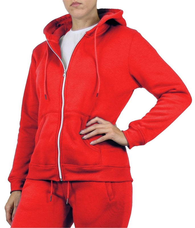 Wholesale Womens Full Zip Fleece-Lined Hoodie - Red