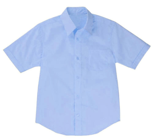 Boys Short Sleeve Dress Shirt School Uniform in Blue