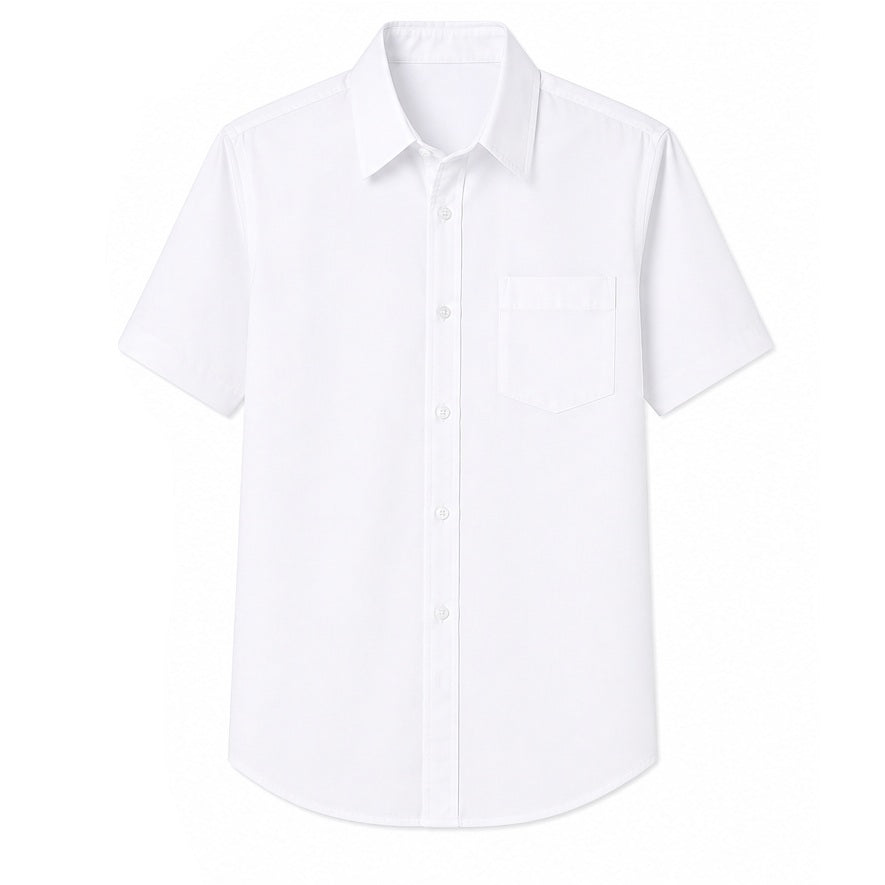 Boys Short Sleeve Dress Shirt School Uniform in White