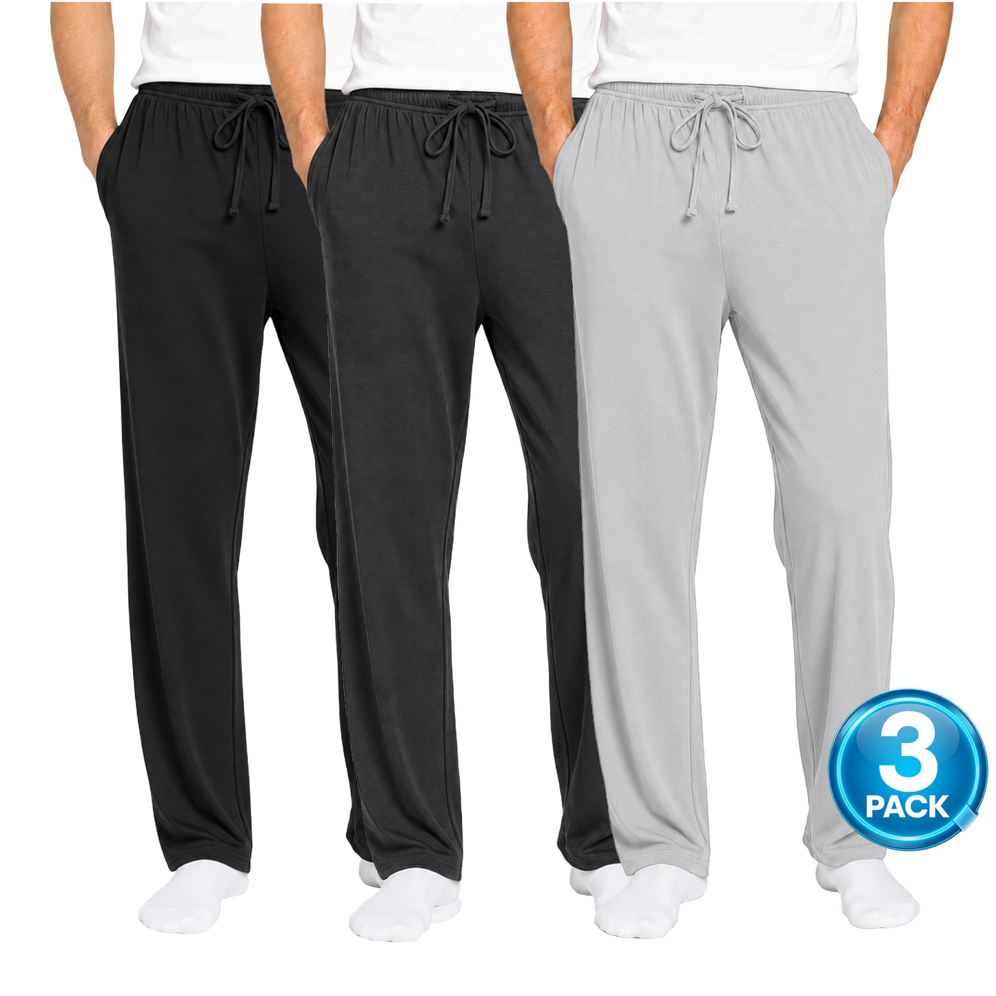 Men's 3-Pack Lounge Pants in Black / Charcoal / Heather Grey