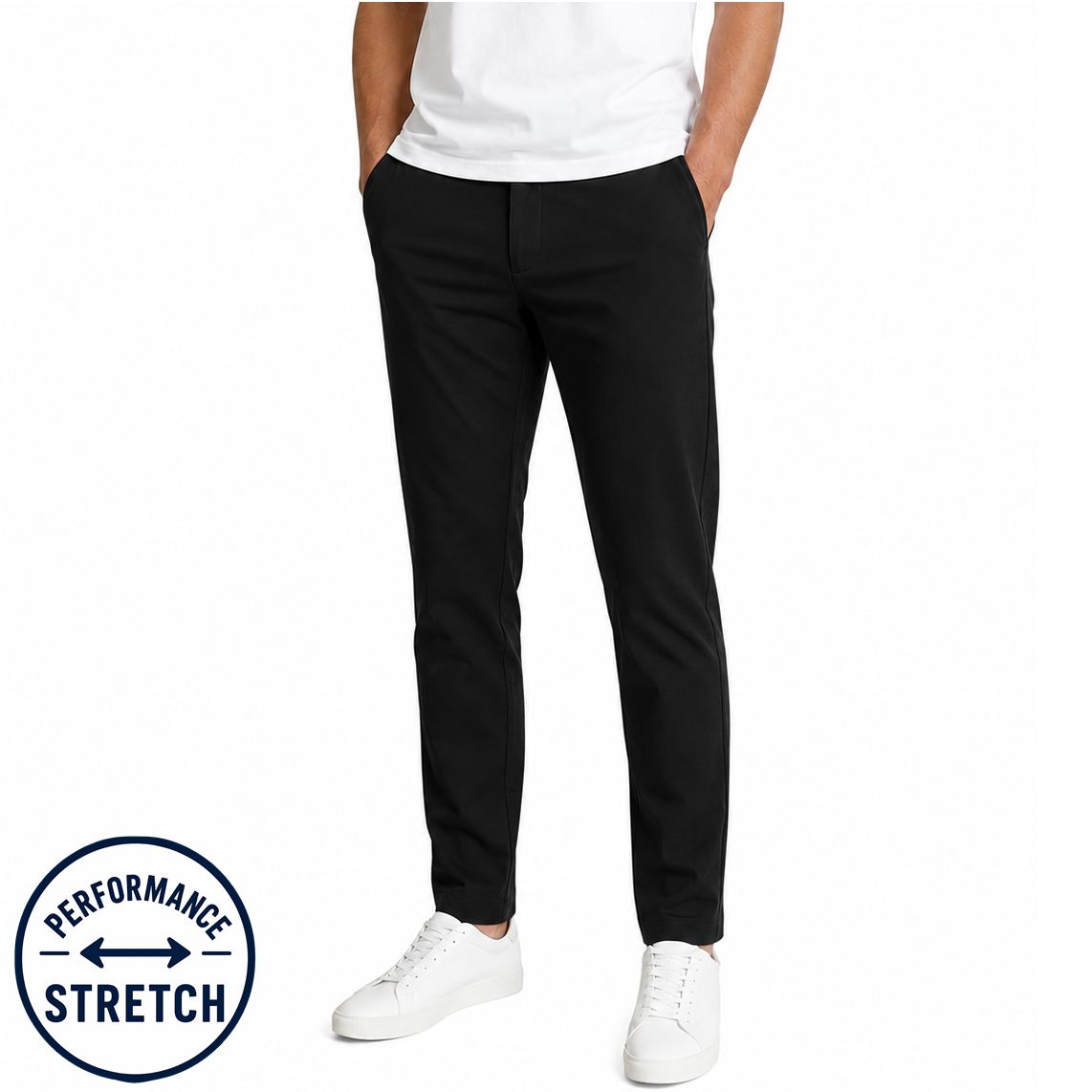 Young Men's Stretch Performance Fit Pants in Black