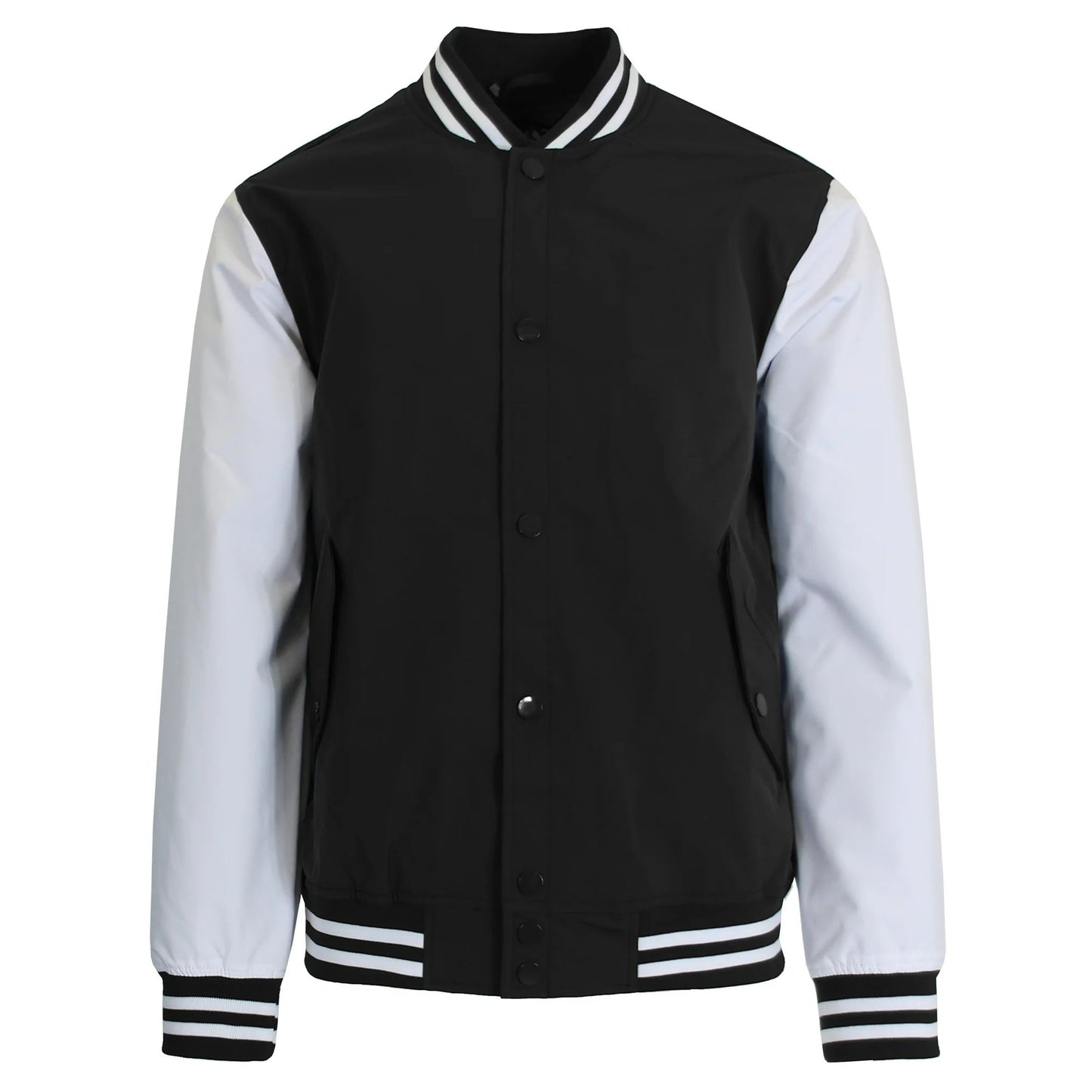 12 Pack Men's Heavyweight Varsity Jacket Black / White Sleeves