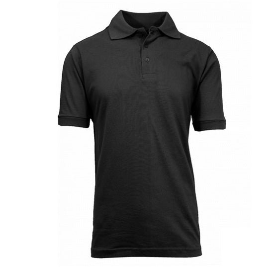 Adult Size Unisex Short Sleeve Pique Polo Shirt in Black