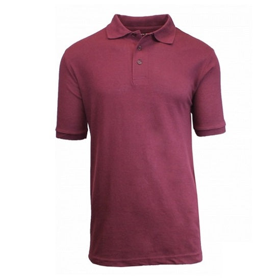 Adult Size Unisex Short Sleeve Pique Polo Shirt in Burgundy