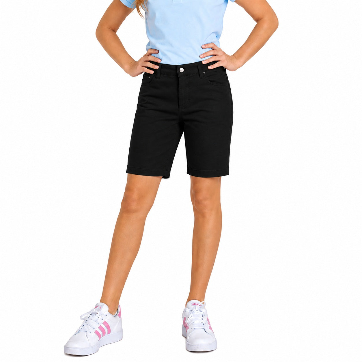 Wholesale Girl's School Uniform Bermuda Length Shorts in Black