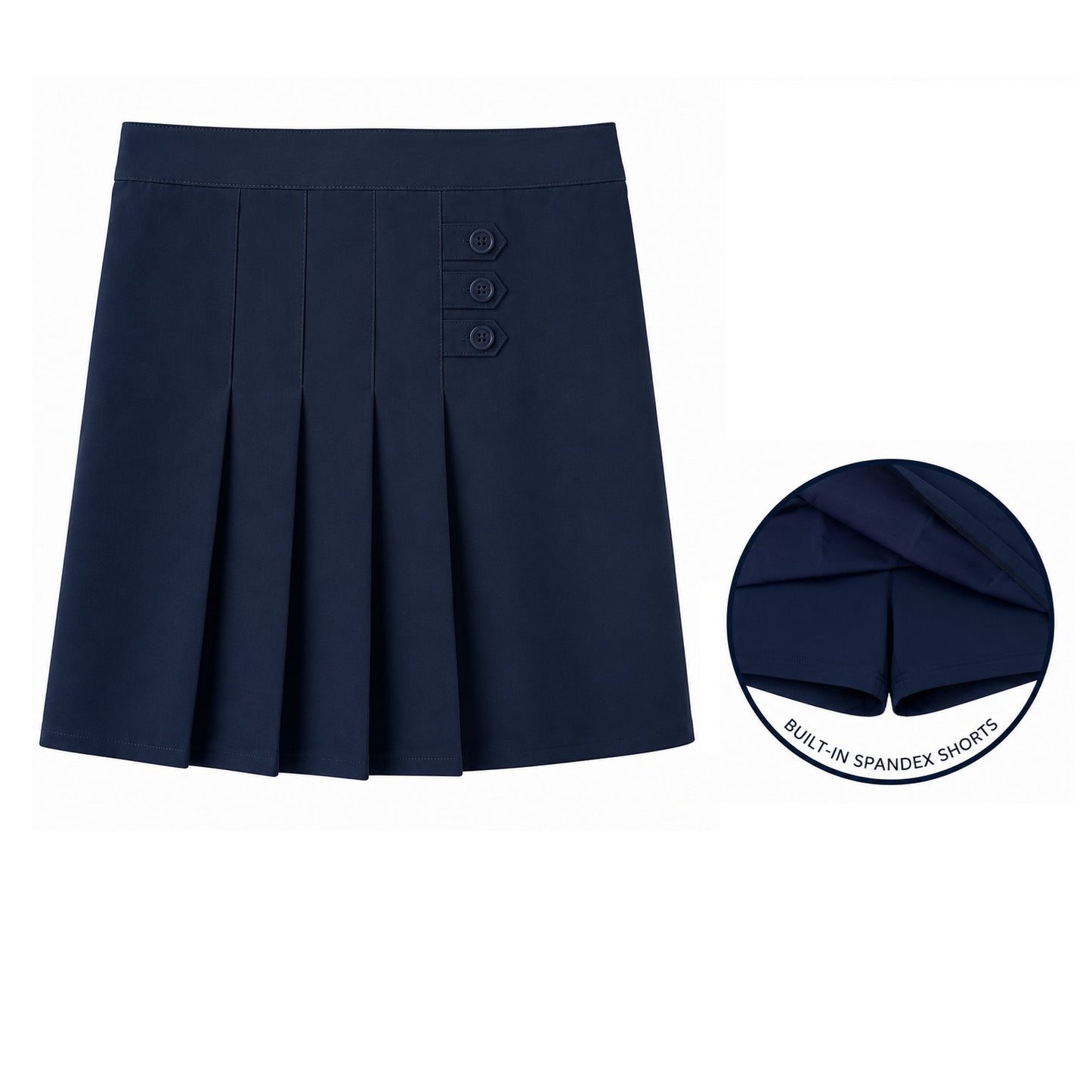 Wholesale Girl's School Uniform Scooter Skirt in Navy Blue