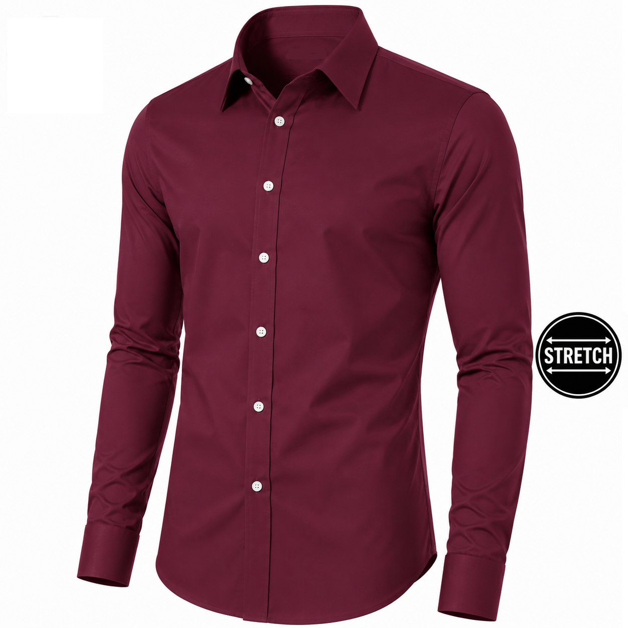 Men's Long Sleeve Flex Stretch Dress Shirt in Burgundy