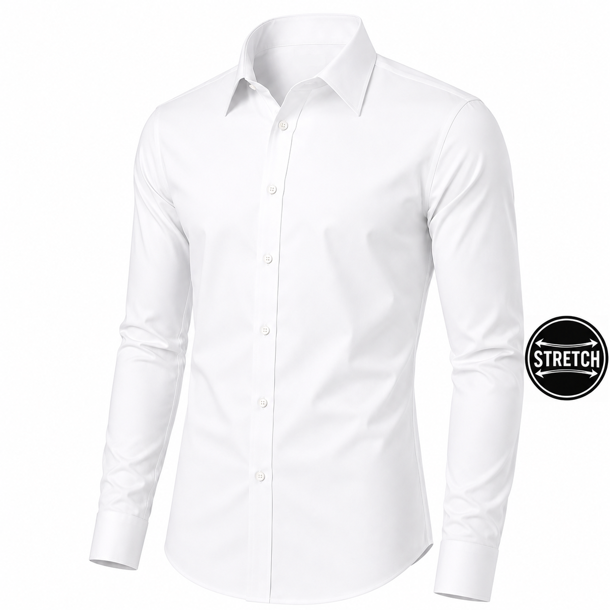 Men's Long Sleeve Flex Stretch Dress Shirt in White