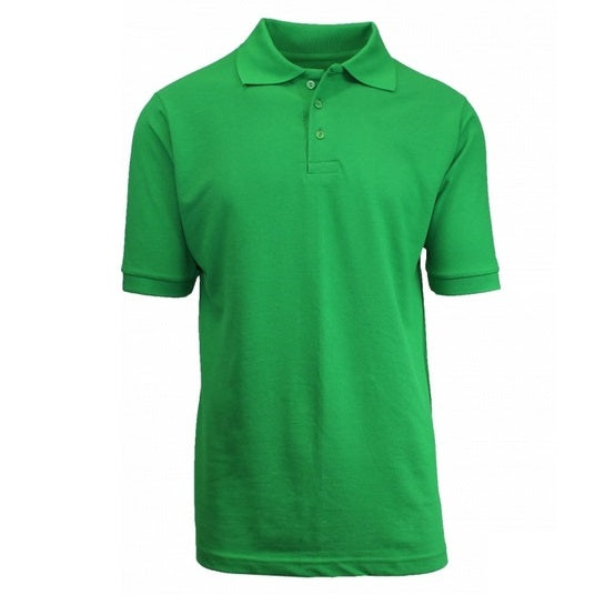 Adult Size Unisex Short Sleeve Pique Polo Shirt in Kelly Green