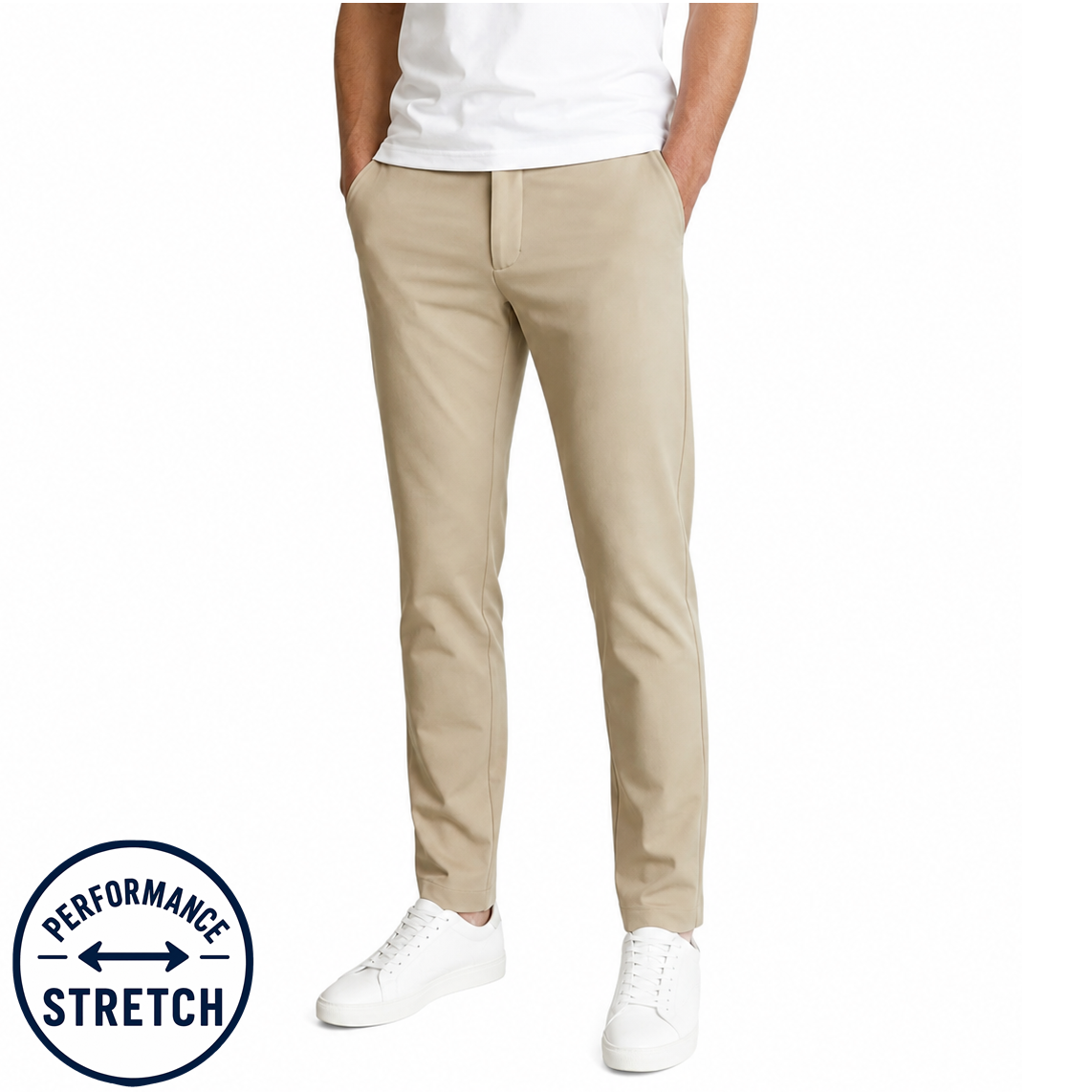 Young Men's Stretch Performance Fit Pants in Khaki