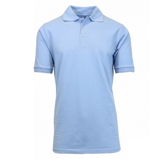 Adult Size Unisex Short Sleeve Pique Polo Shirt in Light Blue