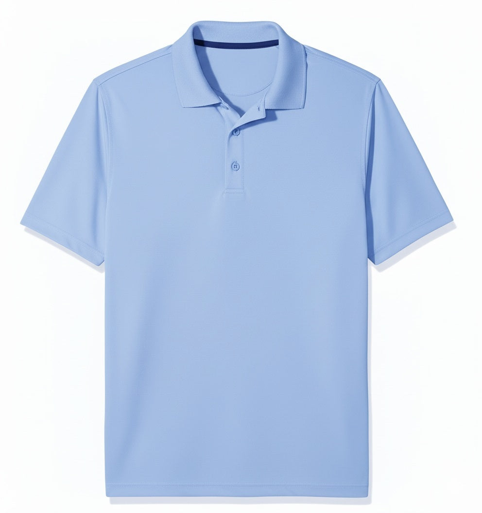 Wholesale Men's Dri Fit Performance Short Sleeve School Uniform Polo Shirt Light Blue