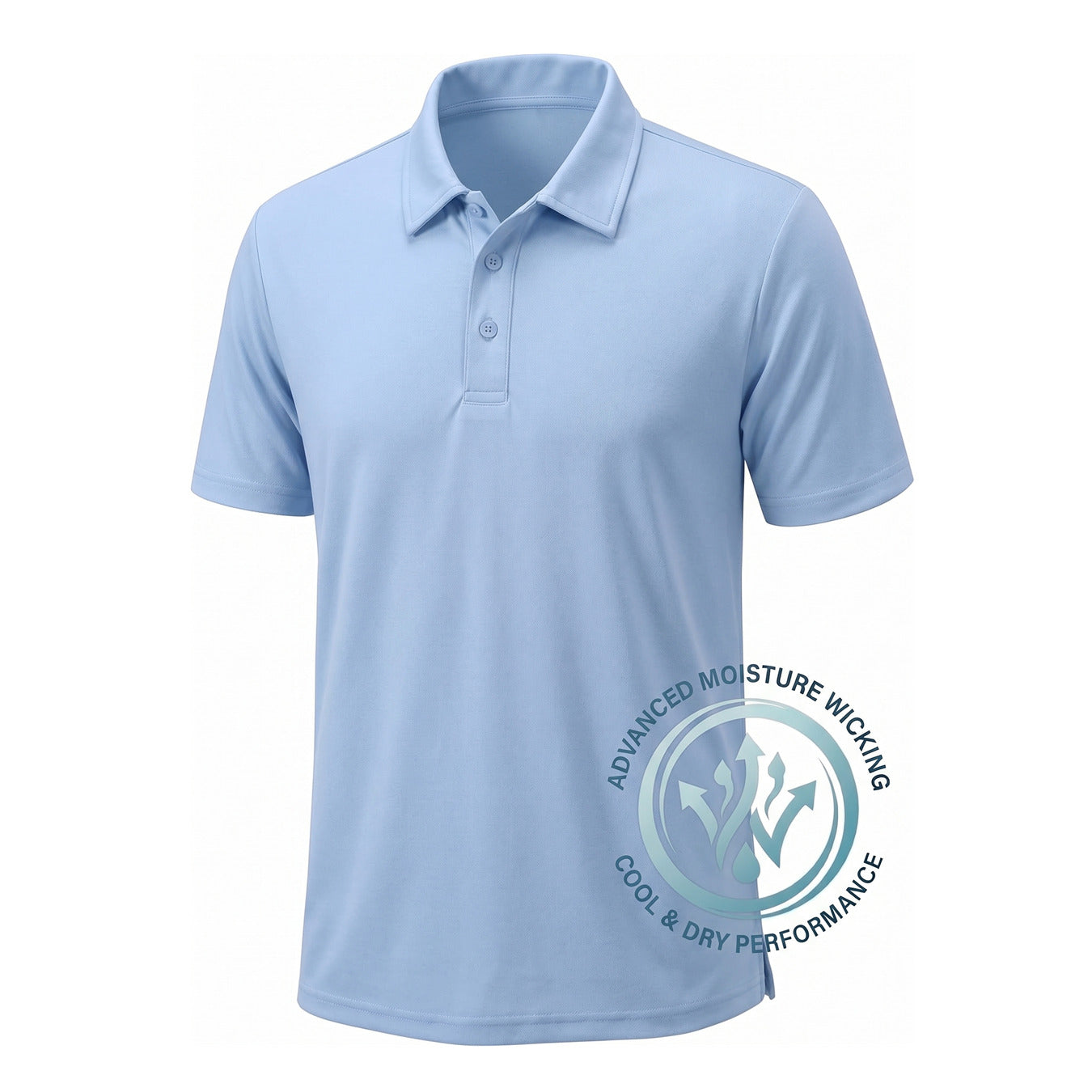 Wholesale Men's Dri Fit Performance Short Sleeve School Uniform Polo Shirt Light Blue