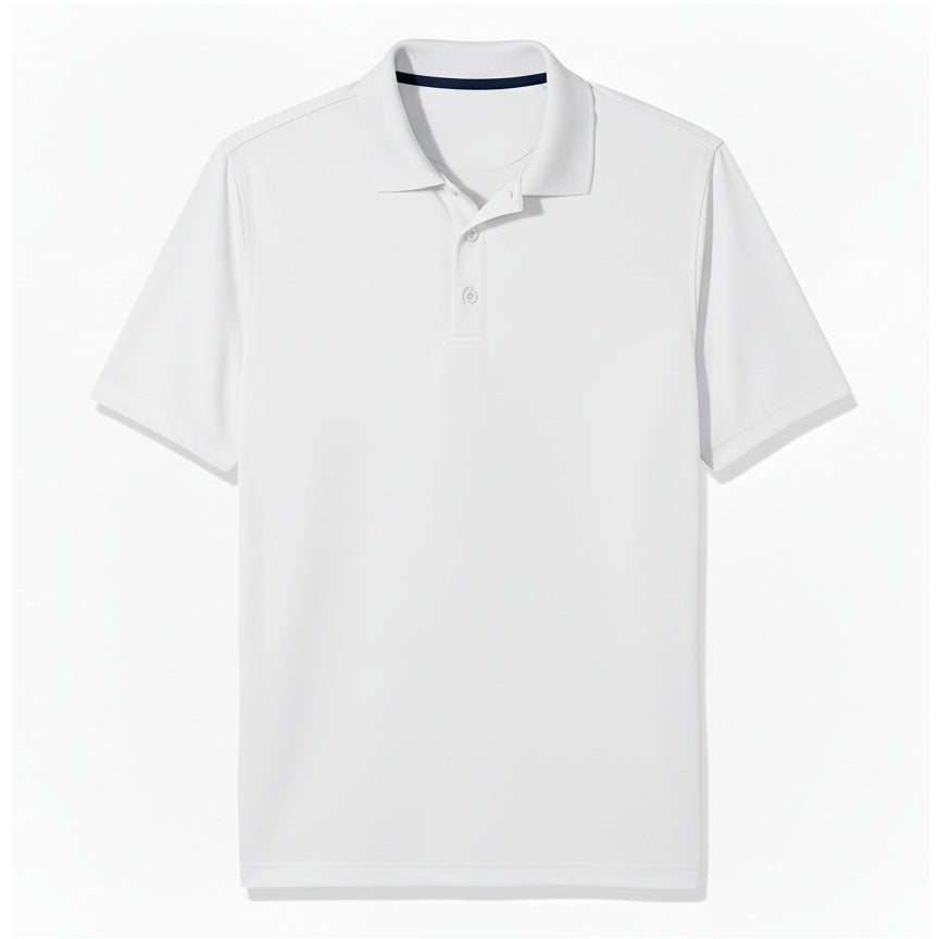 Wholesale Men's Dri Fit Performance Short Sleeve School Uniform Polo Shirt White