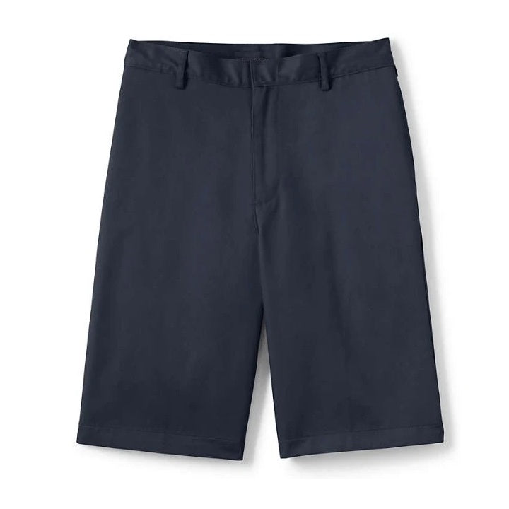 Young Men's School Uniform Flat Front Twill Shorts in Navy