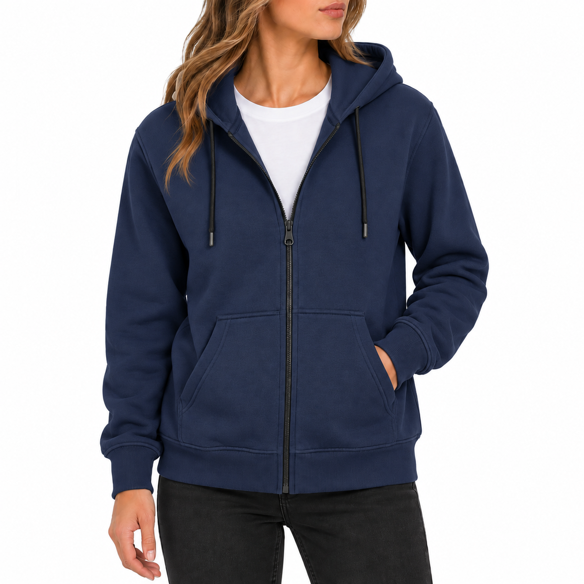 Women's Fleece-Lined Premium Full Zip Hoodie in Navy