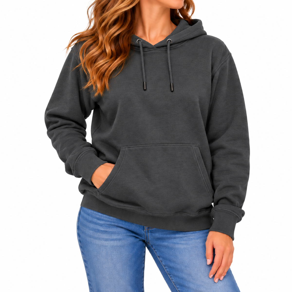 Women's Heavyweight Fleece-Lined Soft Pullover Hoodie in Charcoal