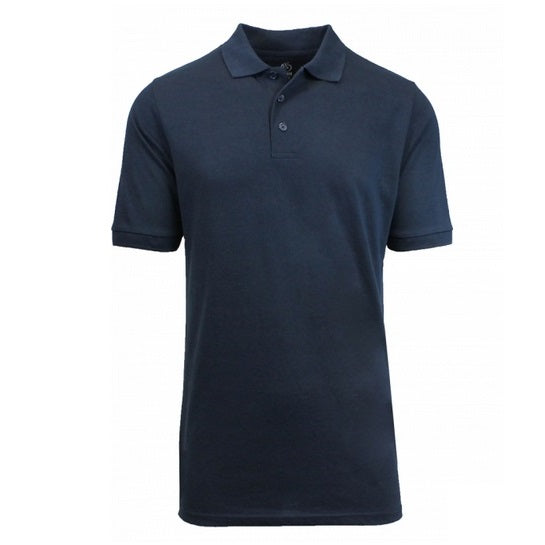 Adult Size Unisex Short Sleeve Pique Polo Shirt in Navy