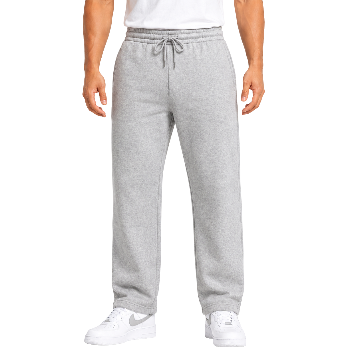 Men's Classic Heavyweight Fleece Open Bottom Sweatpants - Heather Grey