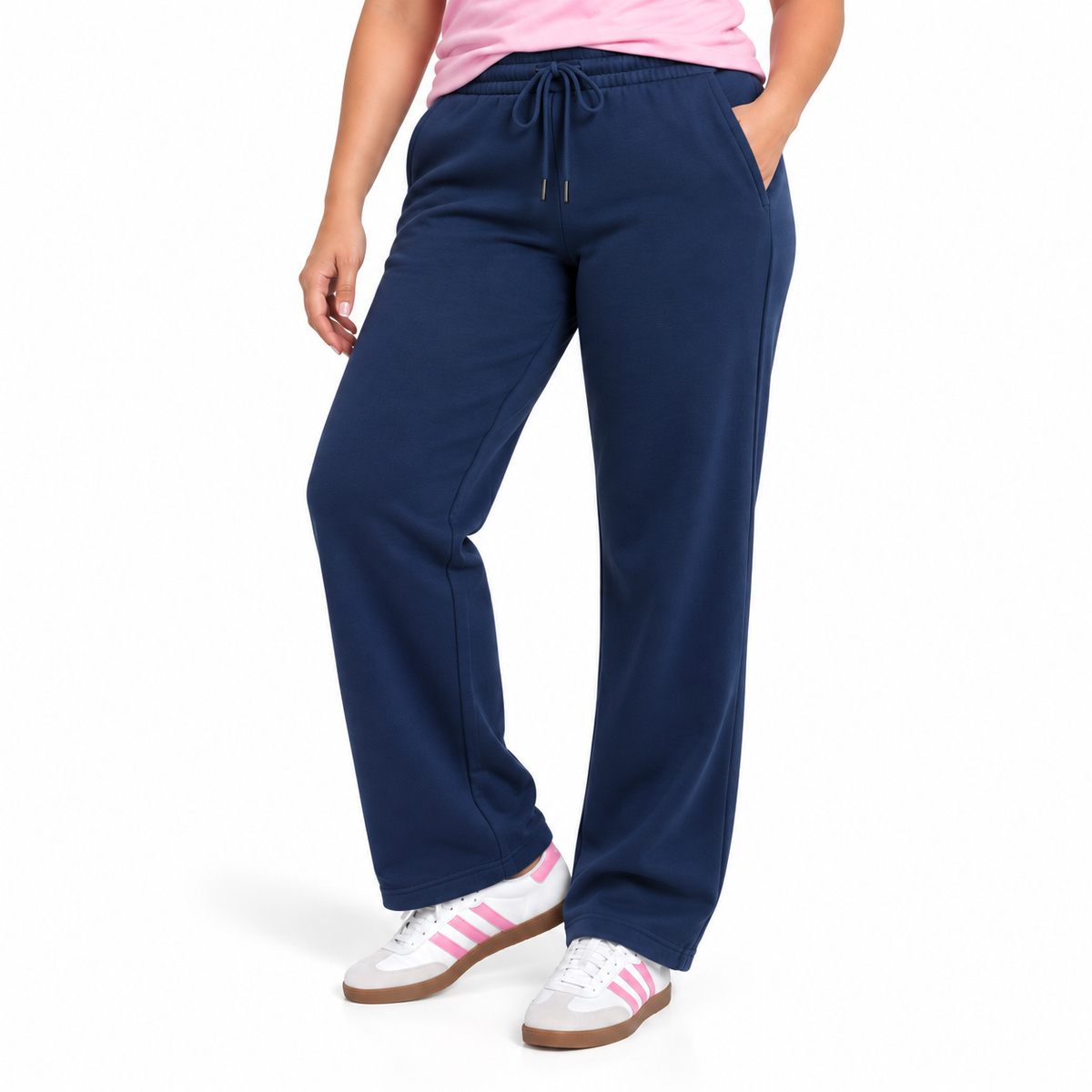 Women's Classic Heavyweight Fleece Open Bottom Sweatpants - Navy