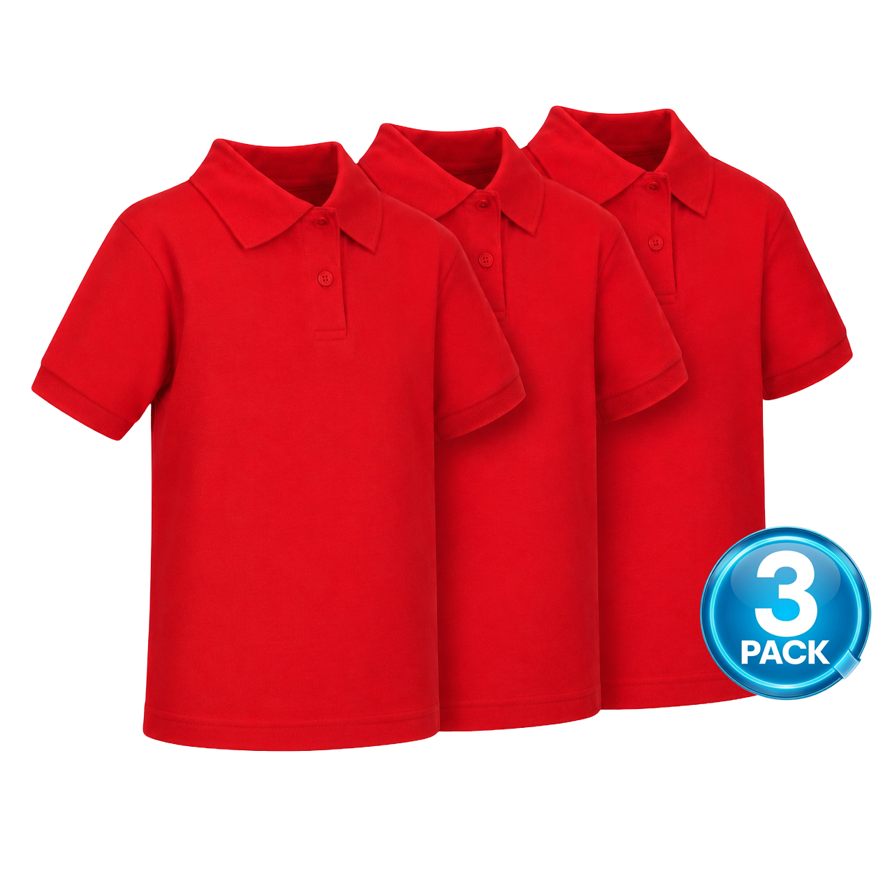 Toddler 3-Pack Short Sleeve School Uniform Polo Shirt in Red