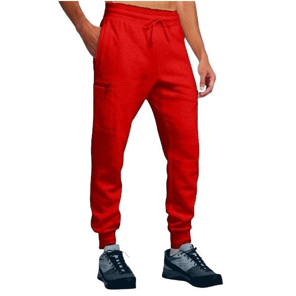 24 Pack Men's Fleece Cargo Jogger Sweatpants - Red