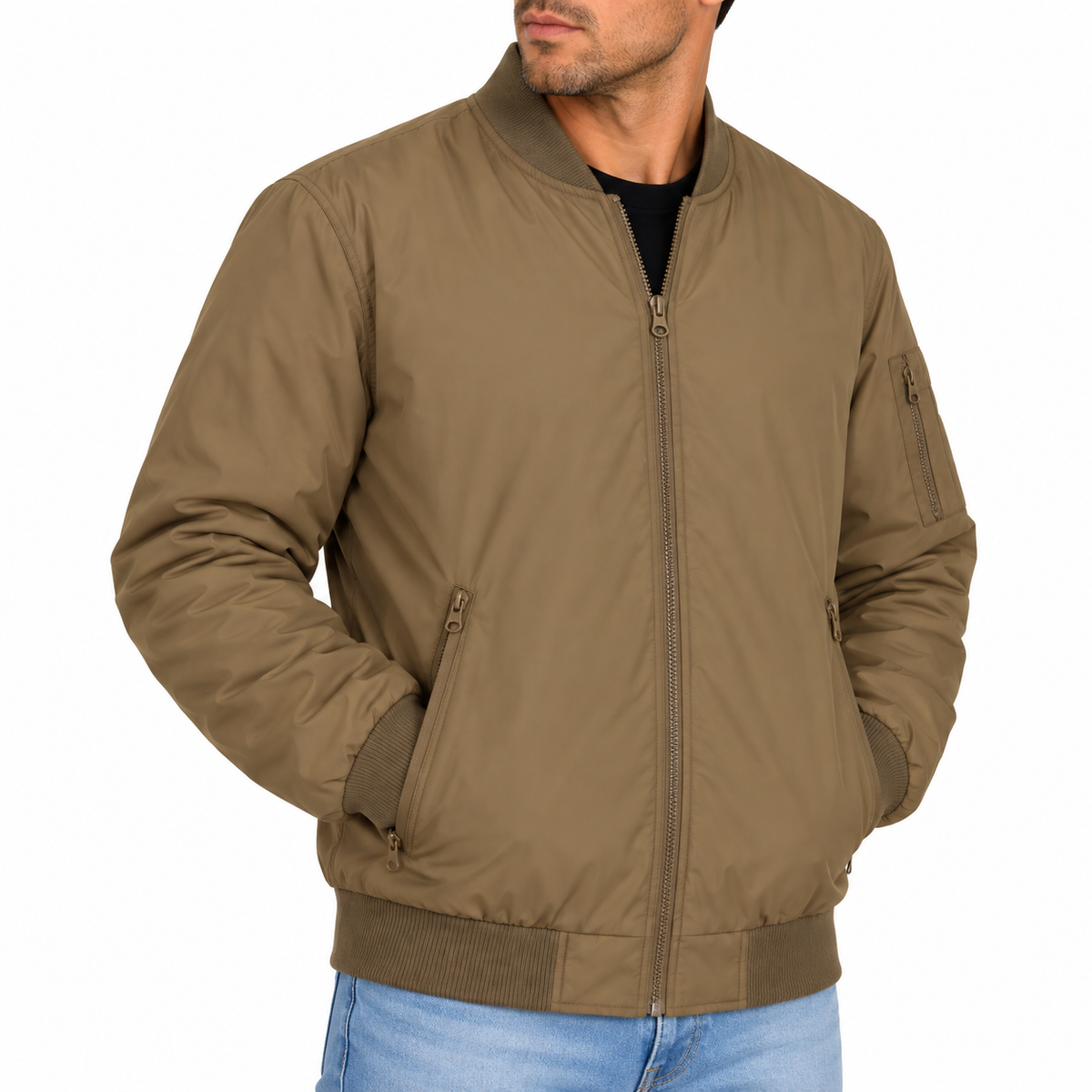 Men's Premium Lightweight Windbreaker Jacket in Dark Khaki