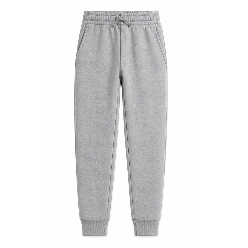 Youth Size Unisex Fleece Jogger Sweatpants in Heather Grey
