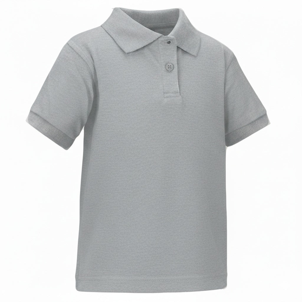 Wholesale Toddler Short Sleeve School Uniform Polo Shirt Heather Grey