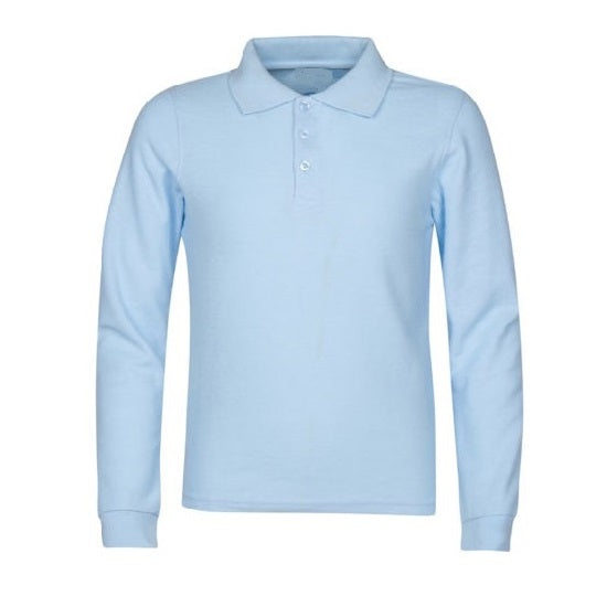 Wholesale Toddler Long Sleeve School Uniform Polo Shirt Light Blue