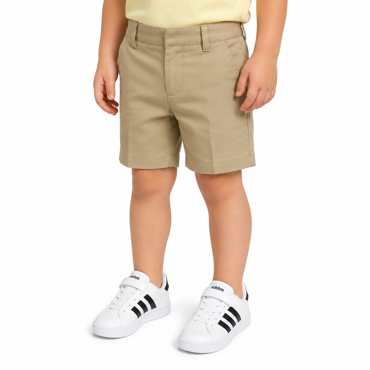 Toddler School Uniform Flat Front Shorts in Khaki