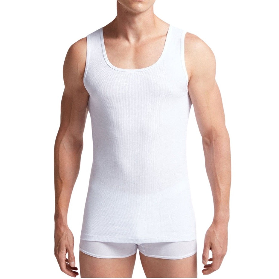 Wholesale Men's Ribbed Tank A-Shirt in White