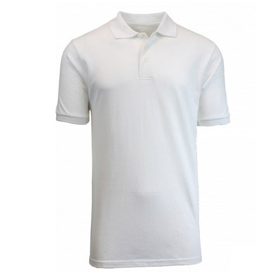 Adult Size Unisex Short Sleeve Pique Polo Shirt in White