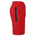 mens tech fleece shorts with long zipper in red