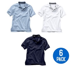 Wholesale Youth Short Sleeve School Uniform Polo Shirt White / Light Blue / Navy  6 Pack
