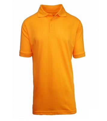 Wholesale Adult Size Short Sleeve Pique Polo Shirt School Uniform in Gold . High School Uniform polo Shirts by size
