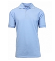 Wholesale Adult Size Short Sleeve Pique Polo Shirt School Uniform in Light Blue. High School Uniform polo Shirts by size
