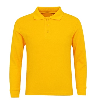 Wholesale Boys Long Sleeve School Uniform Polo Shirt Gold