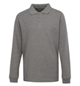 Wholesale Boys Long Sleeve School Uniform Polo Shirt Heather Grey