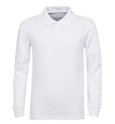 Wholesale Boys Long Sleeve School Uniform Polo Shirt White