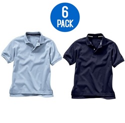 Wholesale Youth Short Sleeve School Uniform Polo Shirt Navy / Light Blue  6 Pack