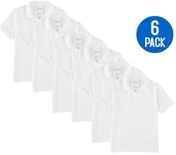 Wholesale Youth Short Sleeve School Uniform Polo Shirt White 6 Pack