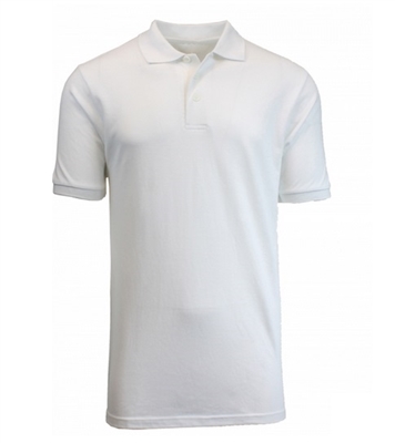 Wholesale Husky Short Sleeve School Uniform Polo Shirt in White